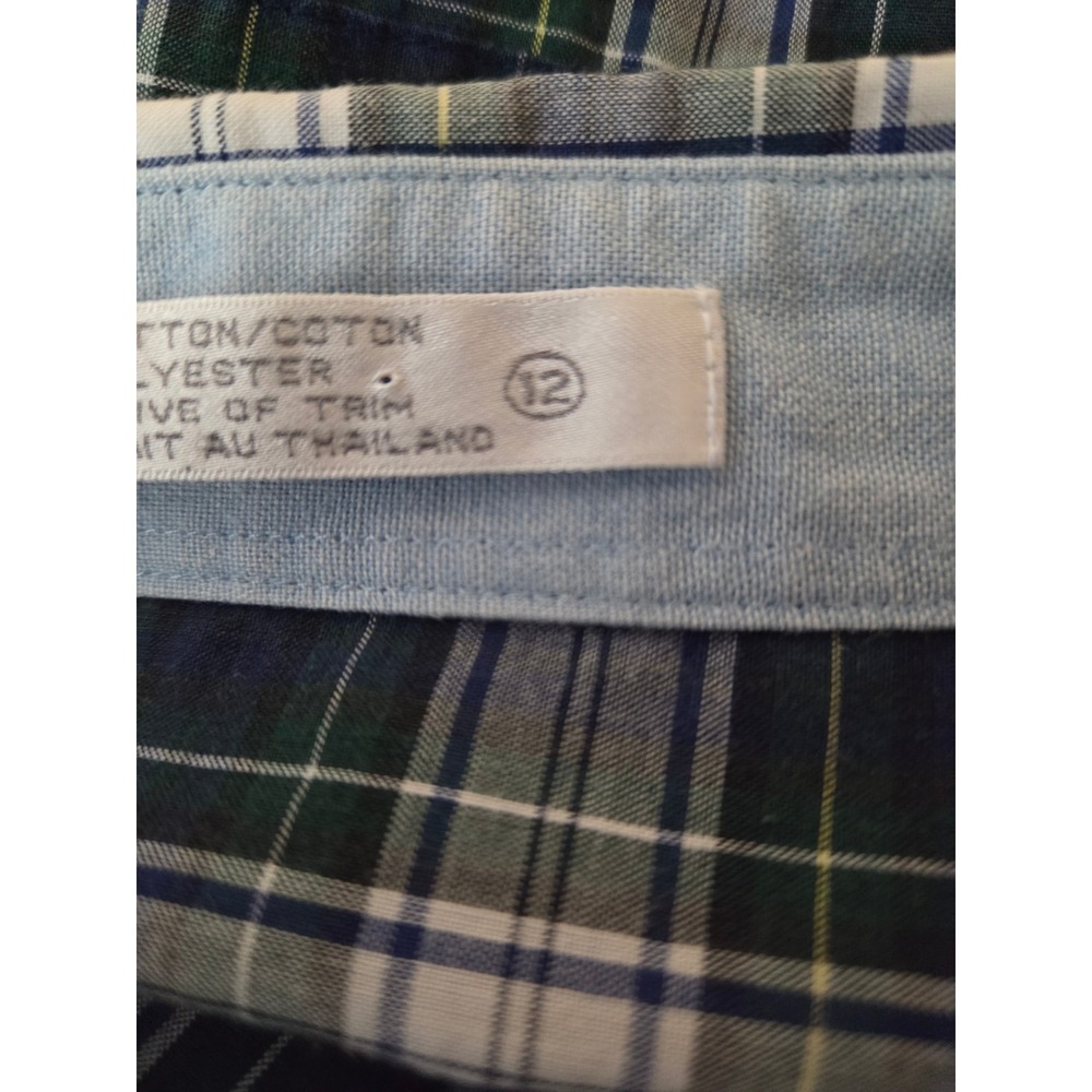 FOXCROFT button up blouse Women's size 12 Plaid Blue Green long sleeve Flip cuff - Picture 6 of 9